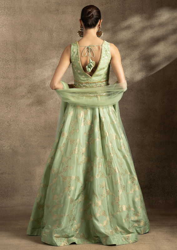Twamev Women Emerald Elegance Lehenga