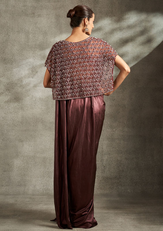 Twamev Women Wine Elegance Saree
