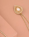 alt message - Manyavar Men Baby Pink Pearl Embedded Chain Brooch image number 1