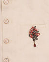 Manyavar Men Ruby Red Stone Embedded Petal Shaped Brooch