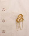 Manyavar Men Golden Stone Studded Floral Trio Chain Brooch