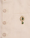 Manyavar Men Emerald Green Stone Embedded Drop Shaped Brooch
