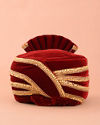 Manyavar Men Deep Red Chakra Brooch Embellished Safa