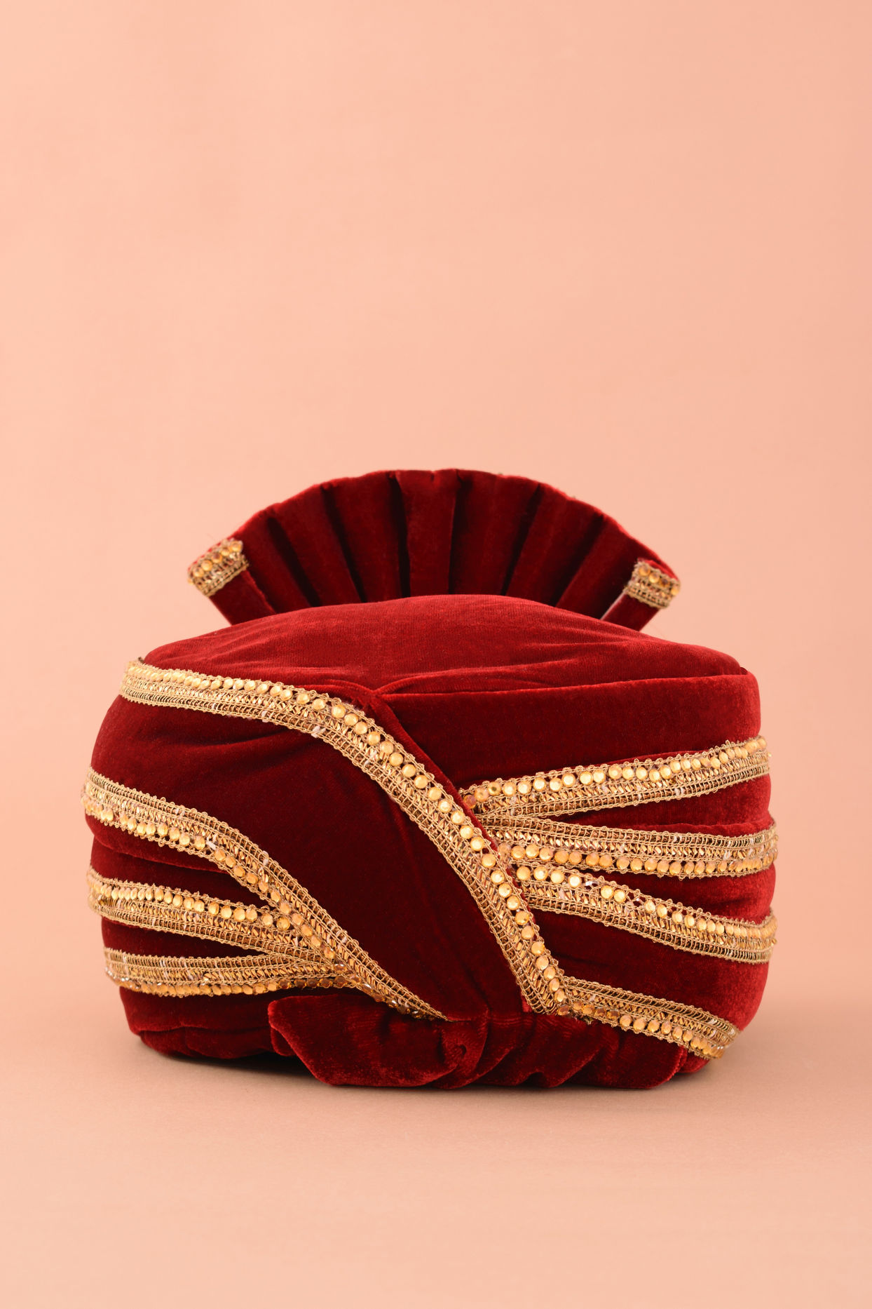 Manyavar Men Deep Red Chakra Brooch Embellished Safa
