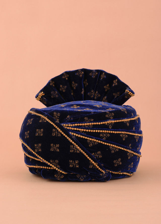 Manyavar Men Royal Blue Motif Safa