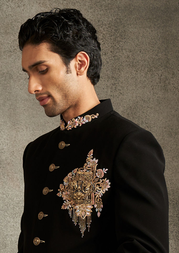 Twamev Men Black Majesty Indo Western