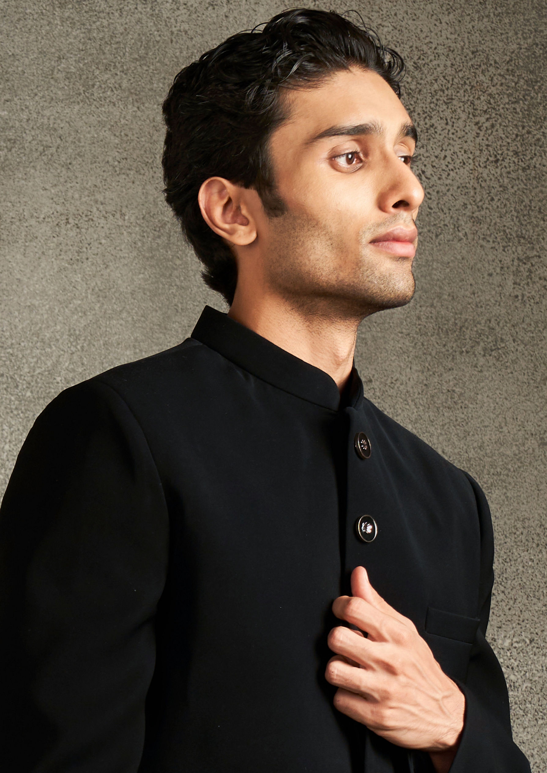 Twamev Men Black Radiance Indo Western Set