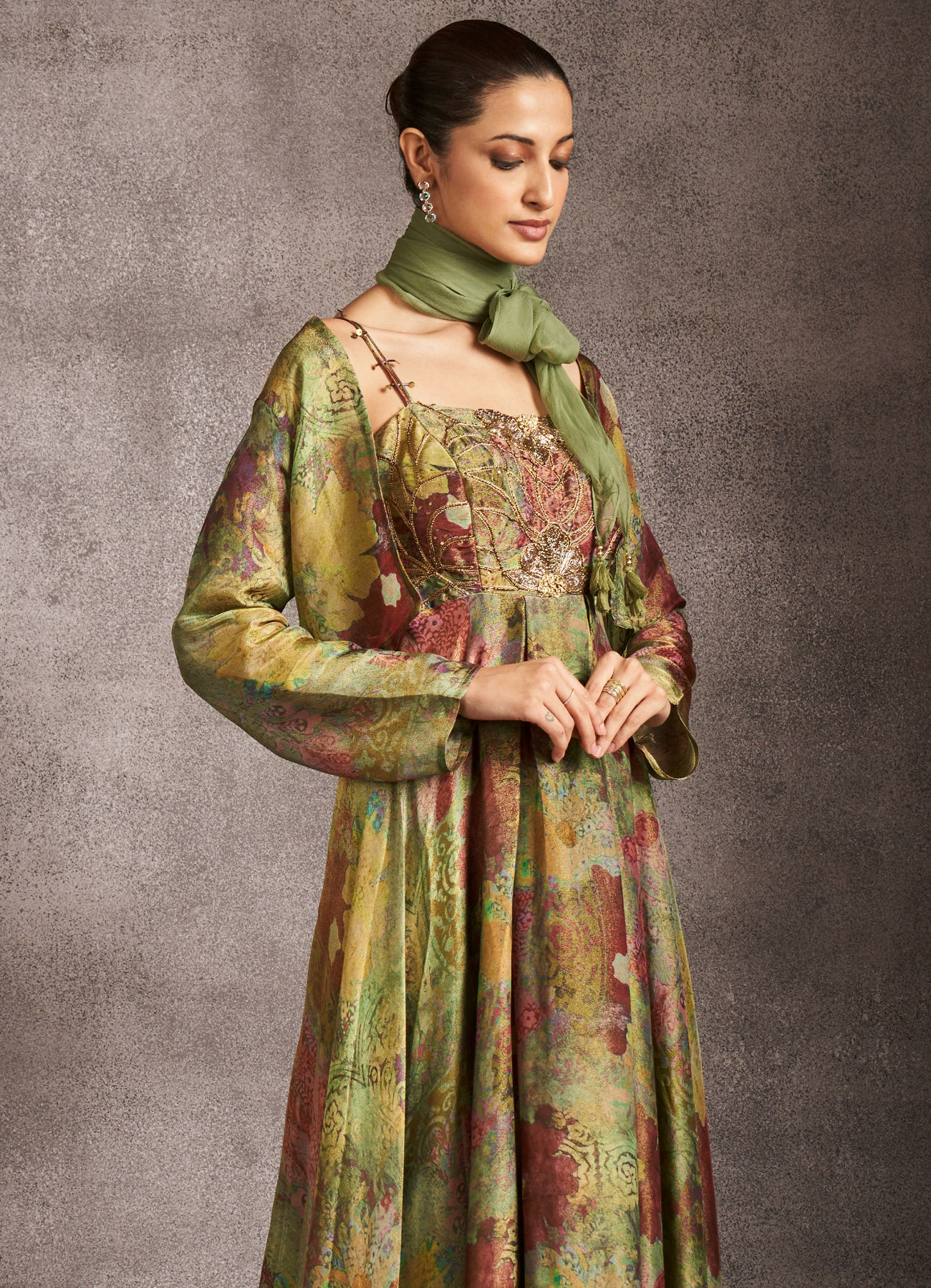 green indian bridal dresses Casual Satin A-Line V-Neck With Bolero Cocktail Evening Dress main image 0