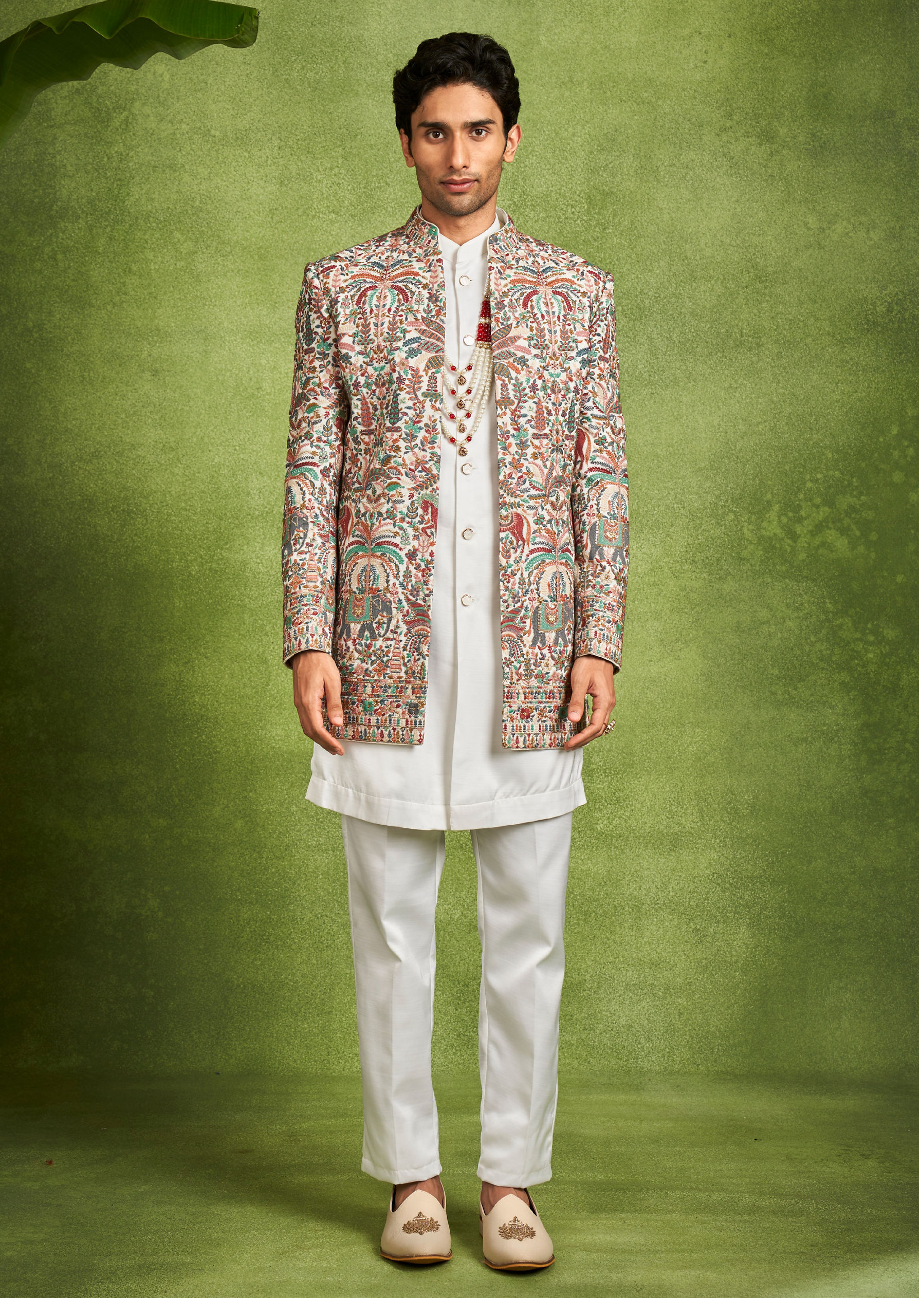 Twamev Men Cream Georgette Radiance Indo Western