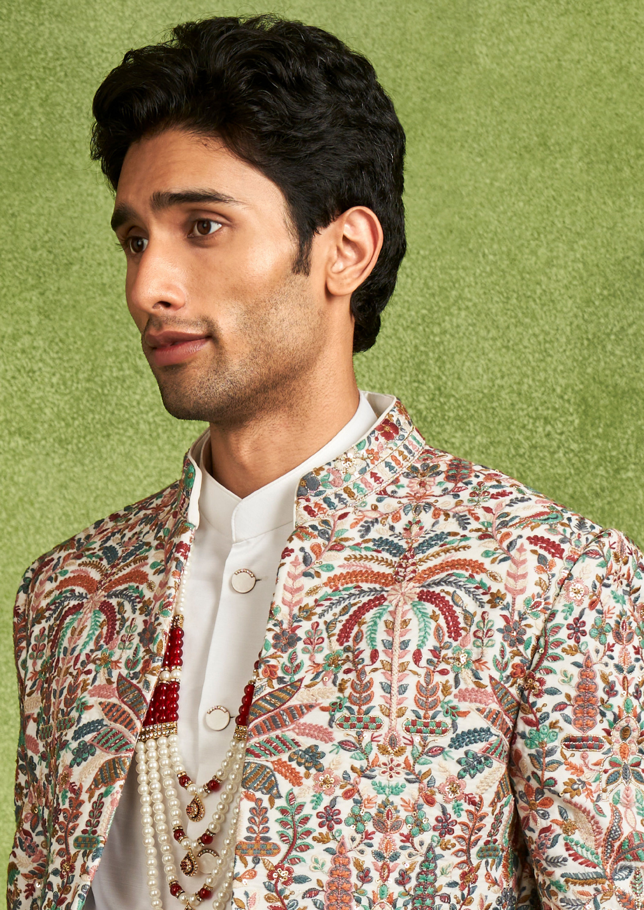 Twamev Men Cream Georgette Radiance Indo Western