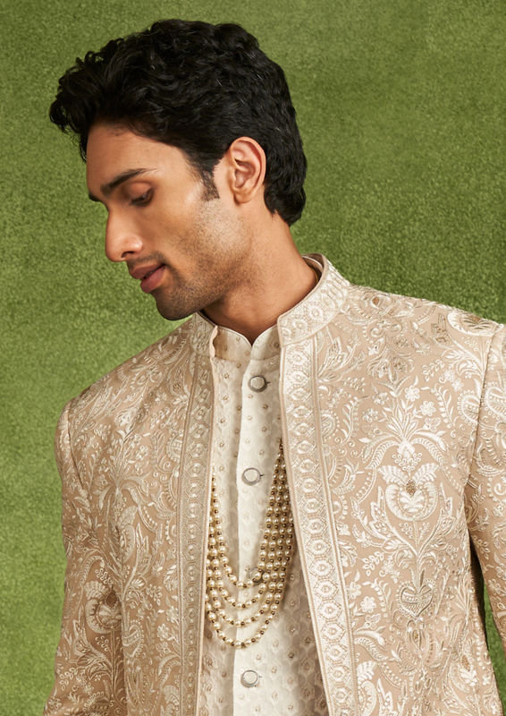 Twamev Men Fawn Georgette Elegance Indo Western