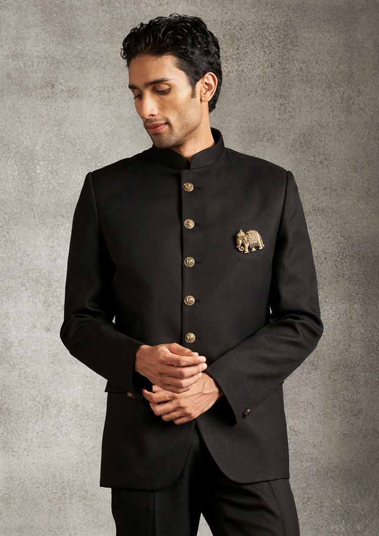 Twamev Men Black Majesty Jodhpuri Set