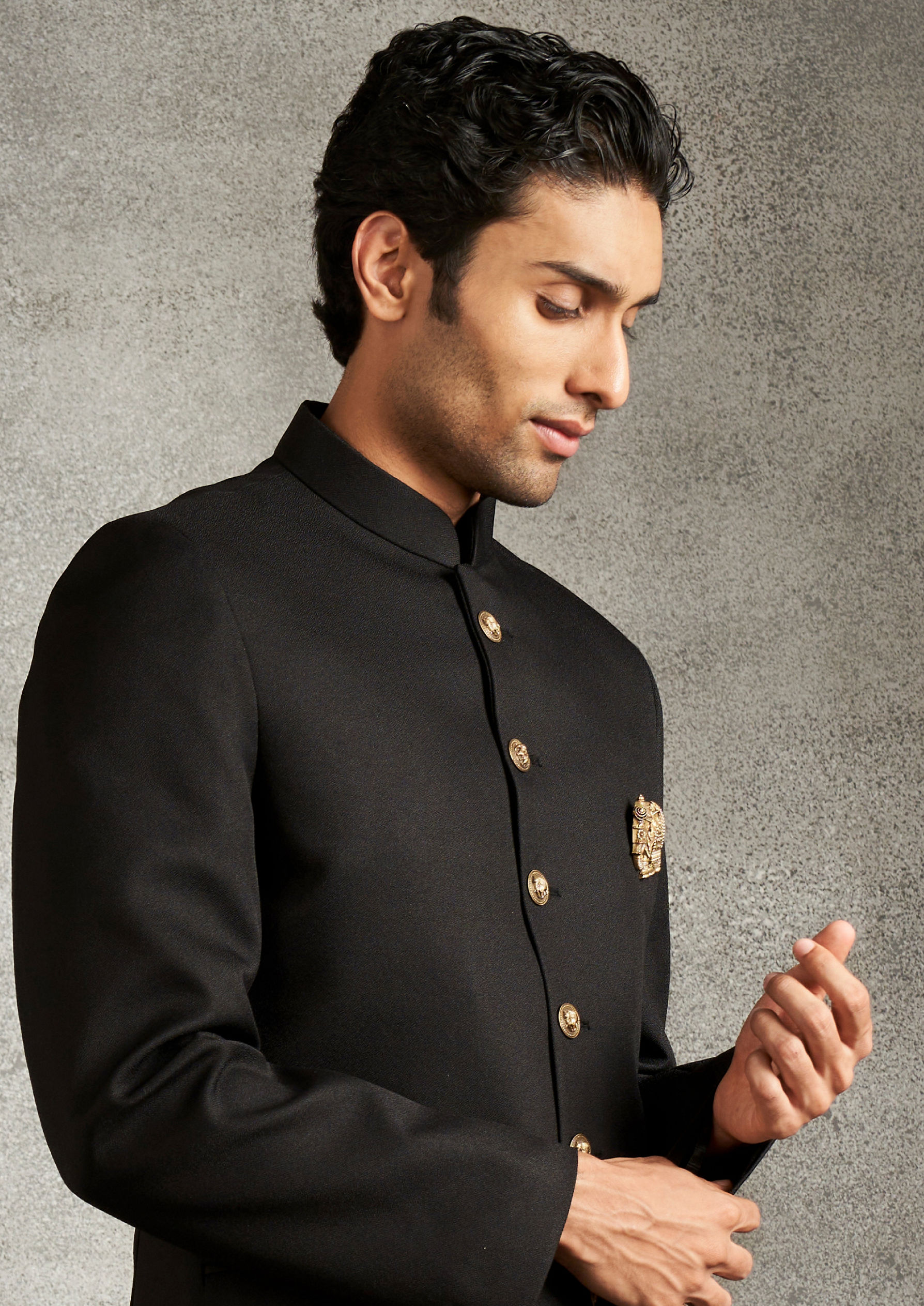Twamev Men Black Majesty Jodhpuri Set