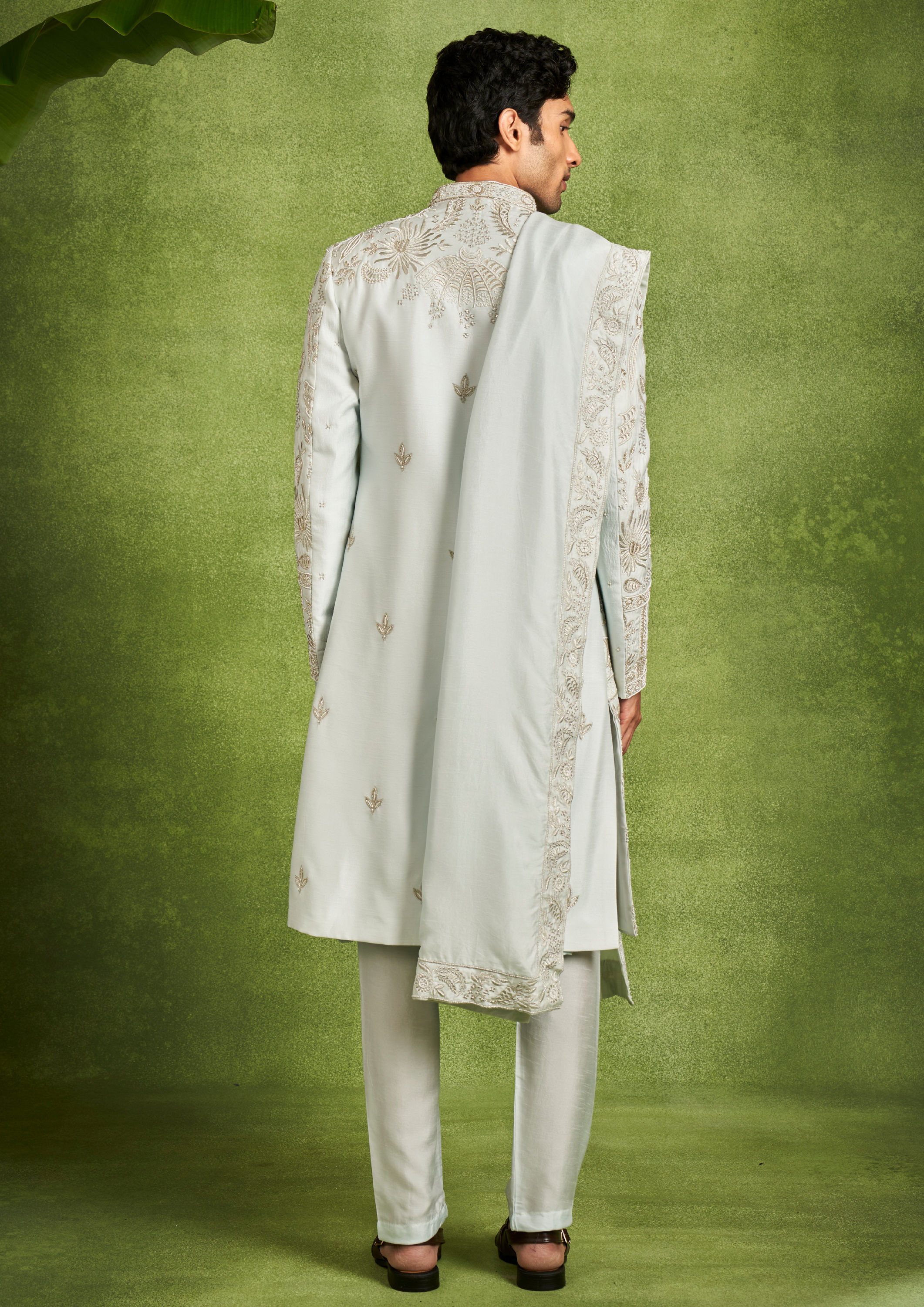 Twamev Men Light Blue Majesty Sherwani