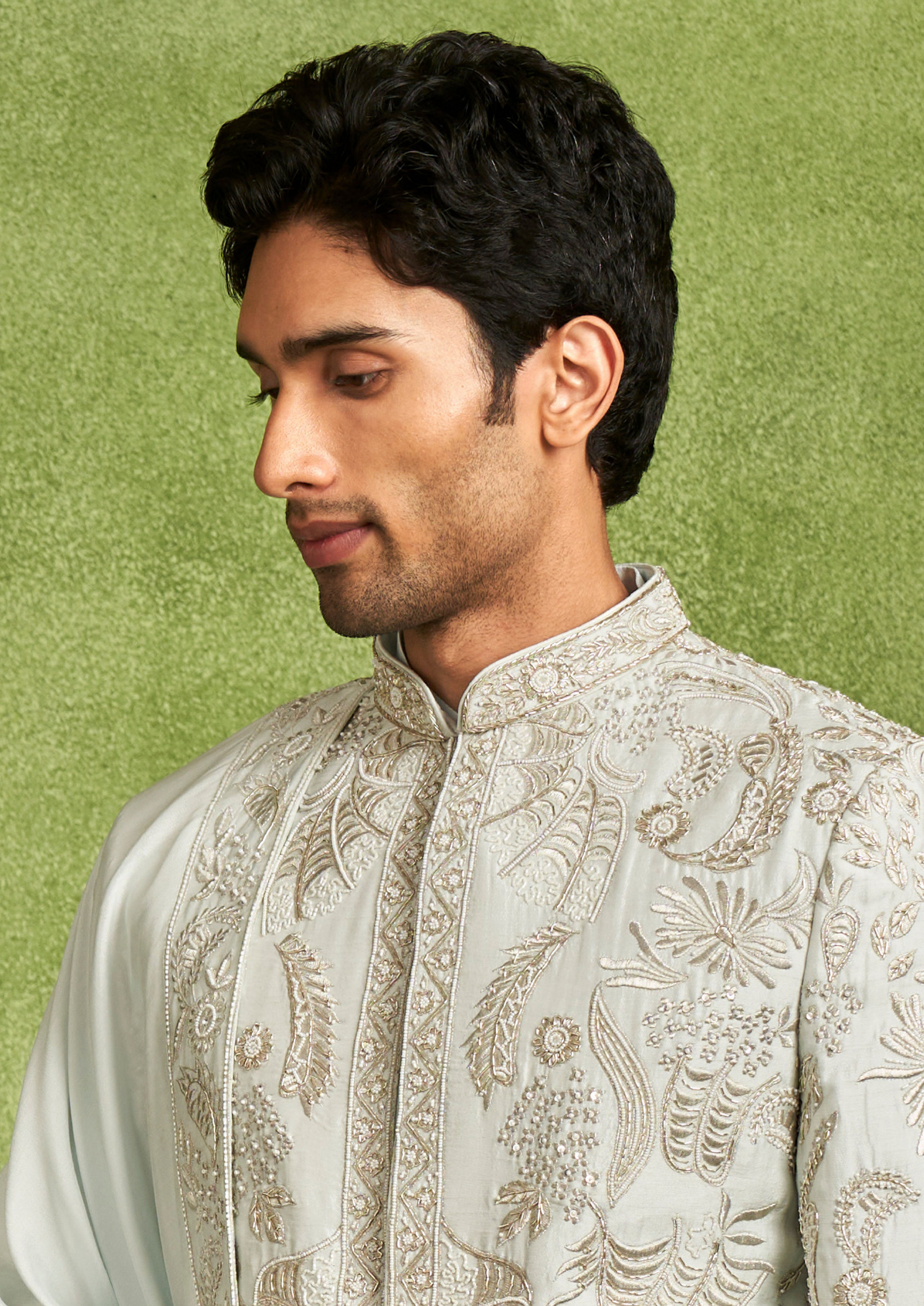 Twamev Men Light Blue Majesty Sherwani