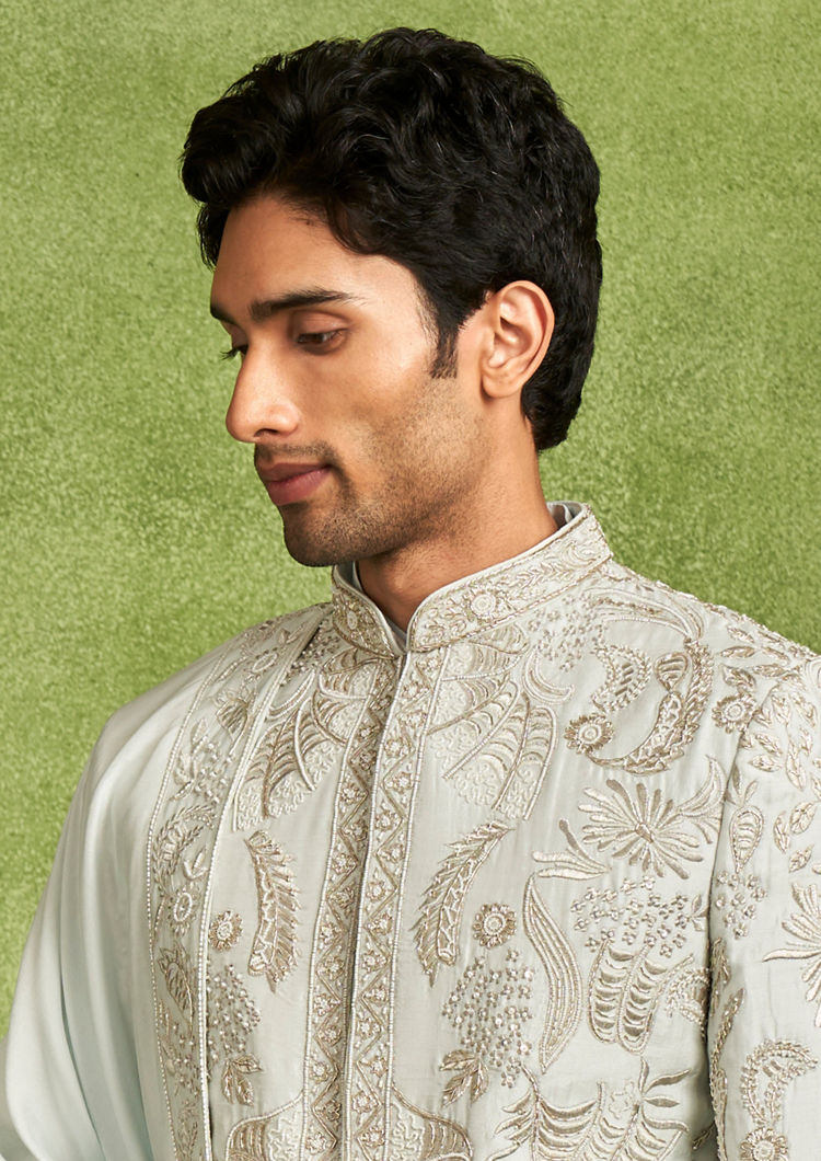 Twamev Men Light Blue Majesty Sherwani