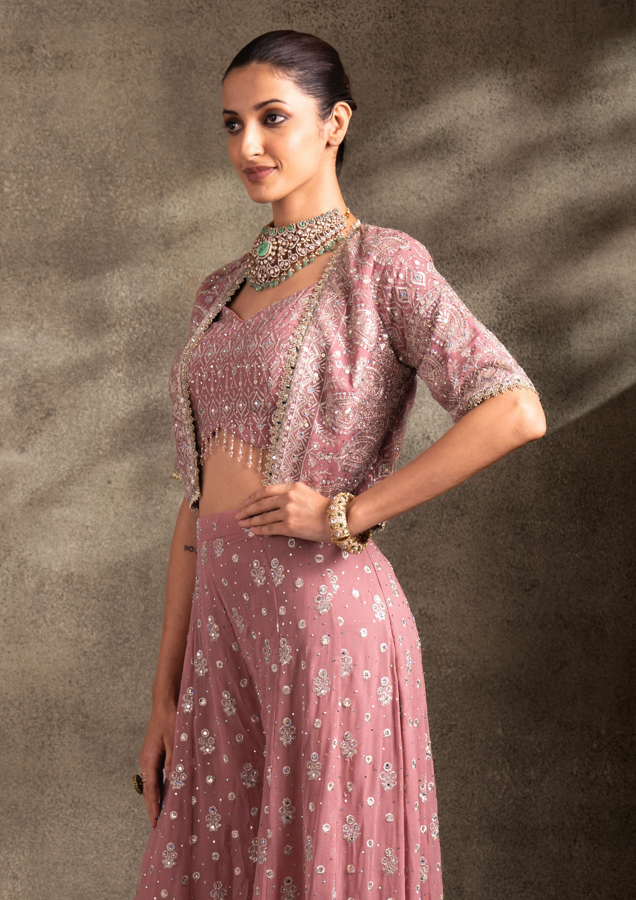 Twamev Women Purple Georgette Indo Western