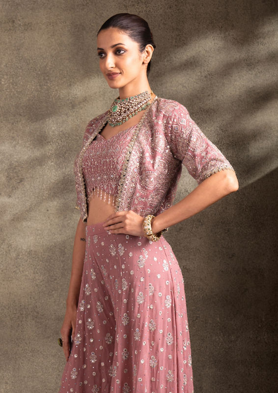 Twamev Women Purple Georgette Indo Western