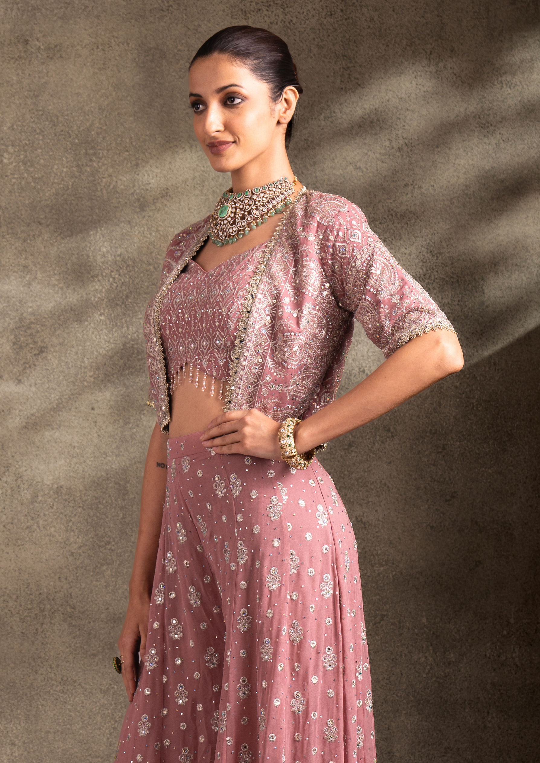 Twamev Women Purple Georgette Indo Western