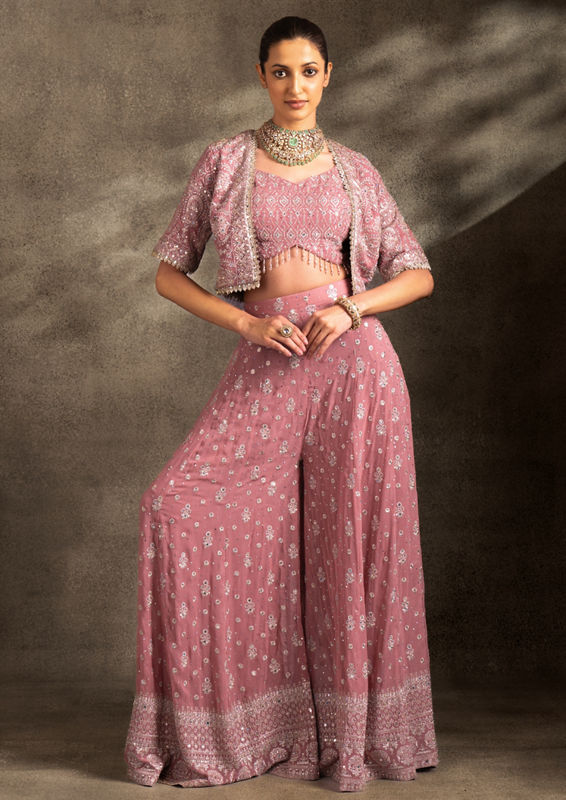 Twamev Women Purple Georgette Indo Western