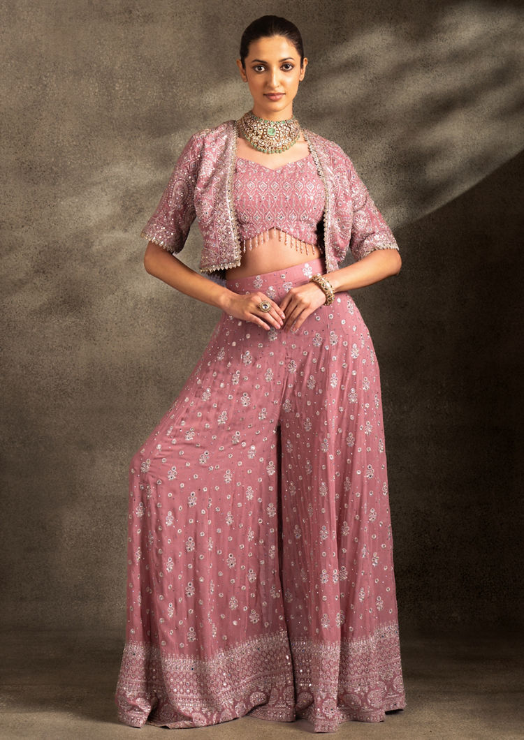 Twamev Women Purple Georgette Indo Western