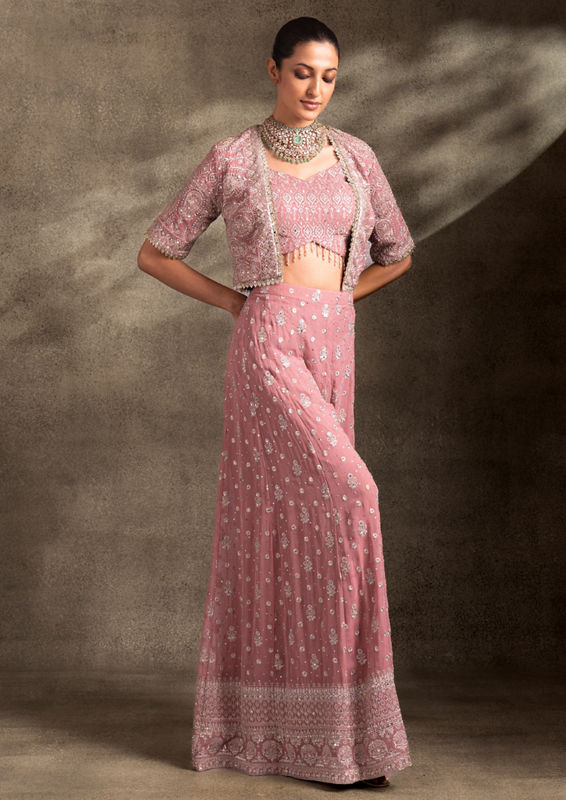 Twamev Women Purple Georgette Indo Western