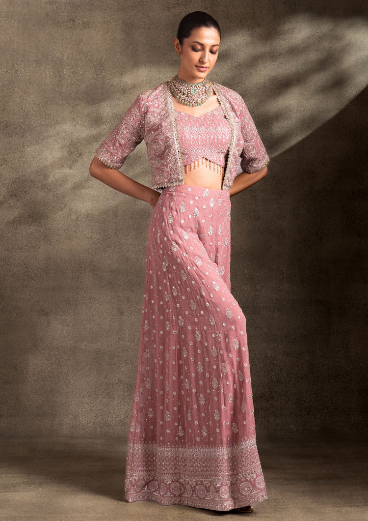 Twamev Women Purple Georgette Indo Western