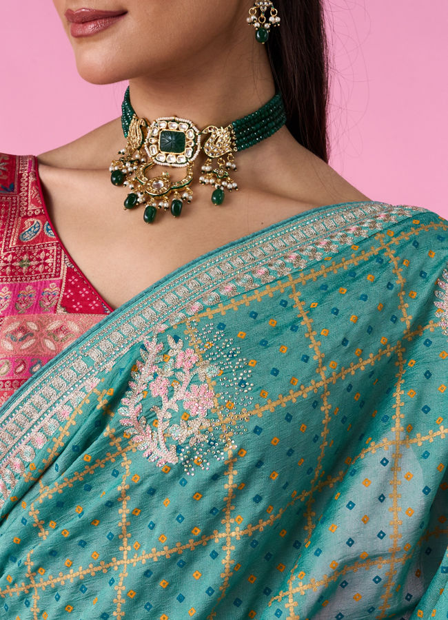 Mohey Women Sea Green Elegance Saree