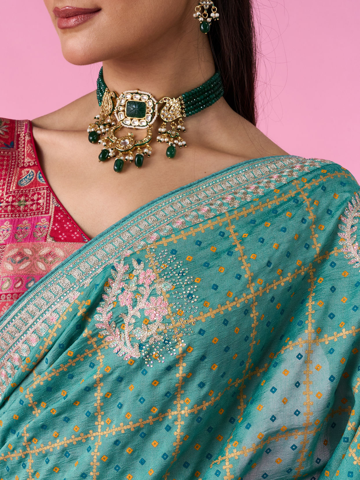 Mohey Women Sea Green Elegance Saree