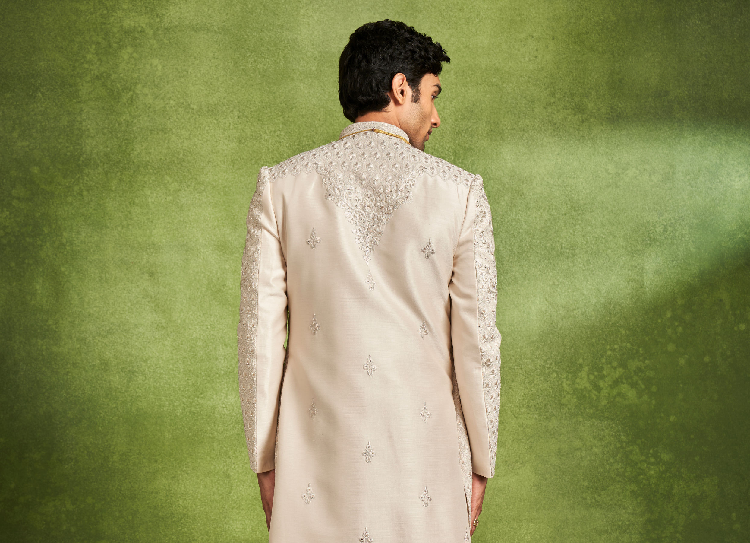 Twamev Men Elegant Cream Sherwani Ensemble