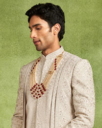 Twamev Men Elegant Cream Sherwani Ensemble