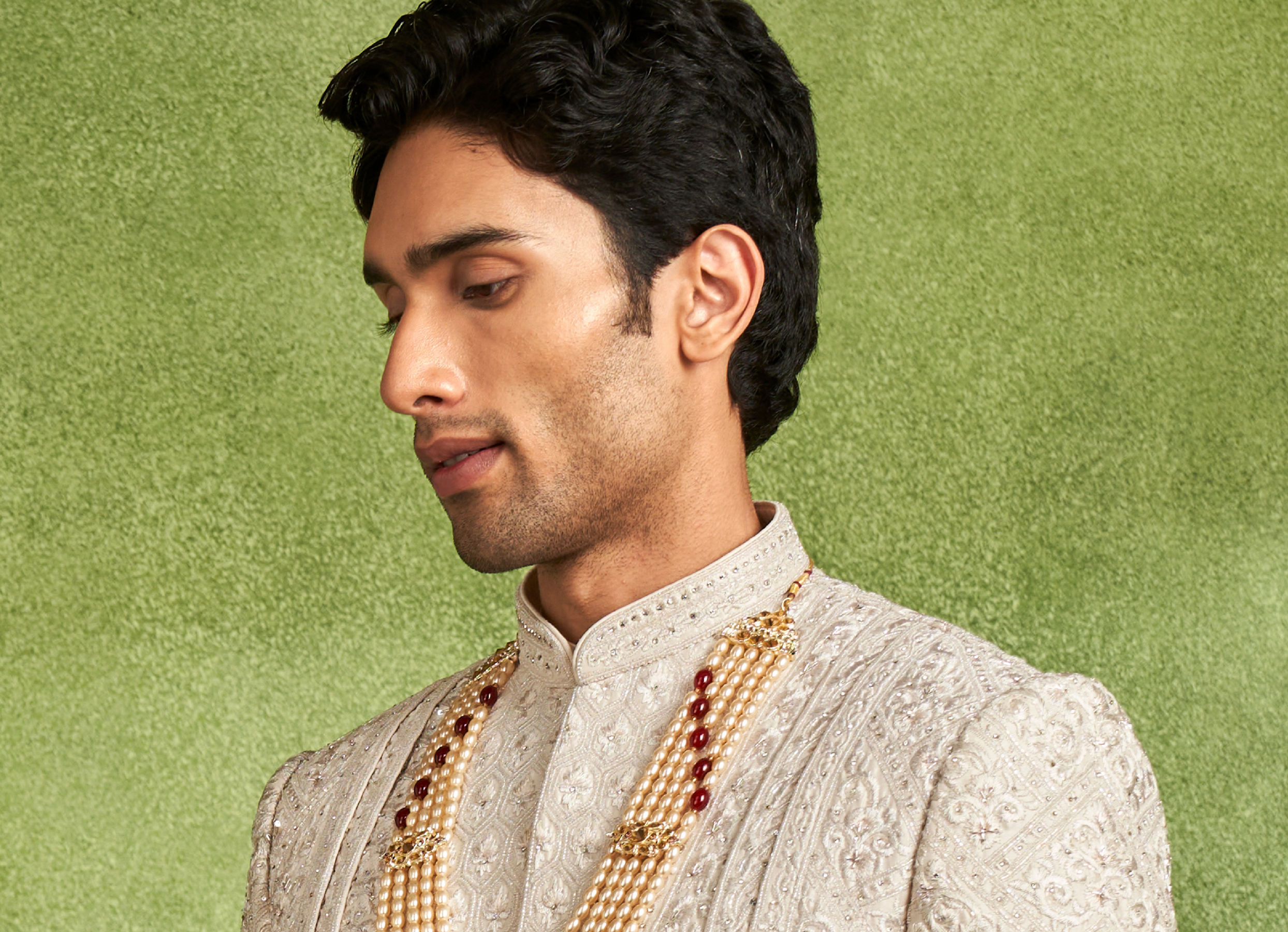 Twamev Men Elegant Cream Sherwani Ensemble