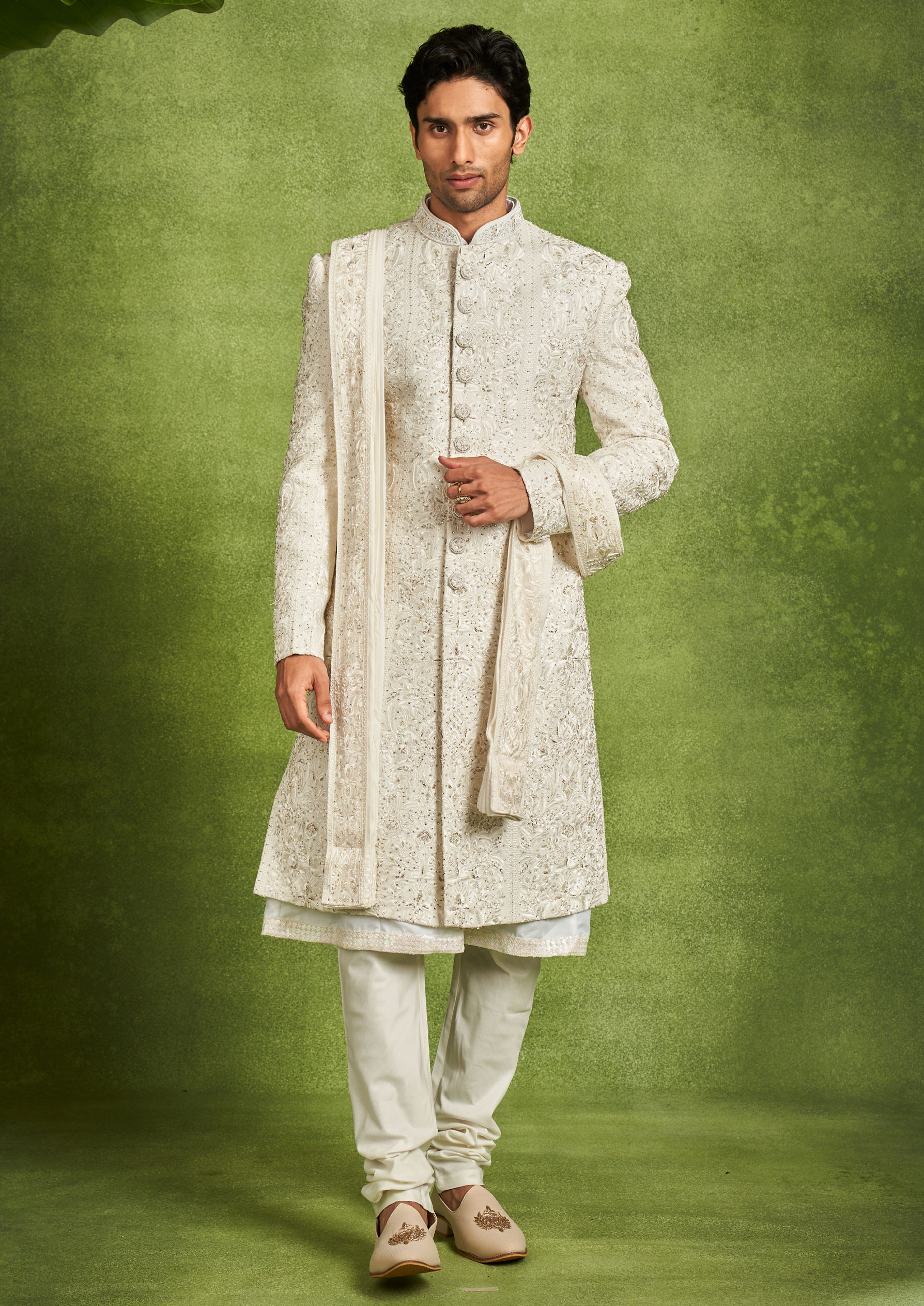 Twamev Men Cream Extravaganza Sherwani