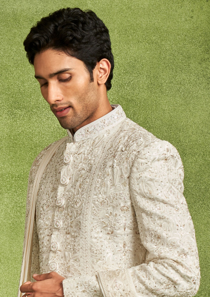 Twamev Men Cream Extravaganza Sherwani