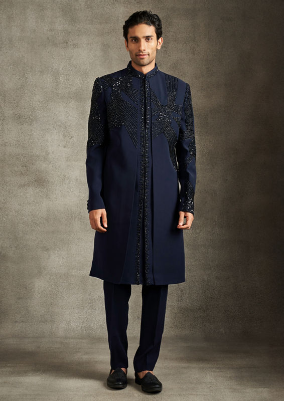 Twamev Men Royal Blue Splendour Indo Western