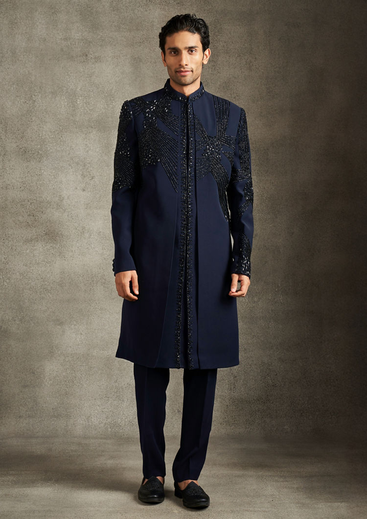 Twamev Men Royal Blue Splendour Indo Western