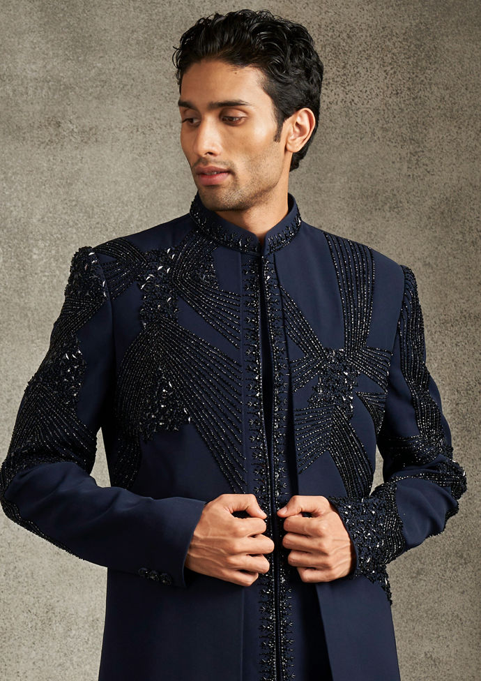Twamev Men Royal Blue Splendour Indo Western