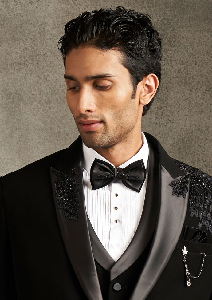 Twamev Men Black Finery Celebration Suit Set