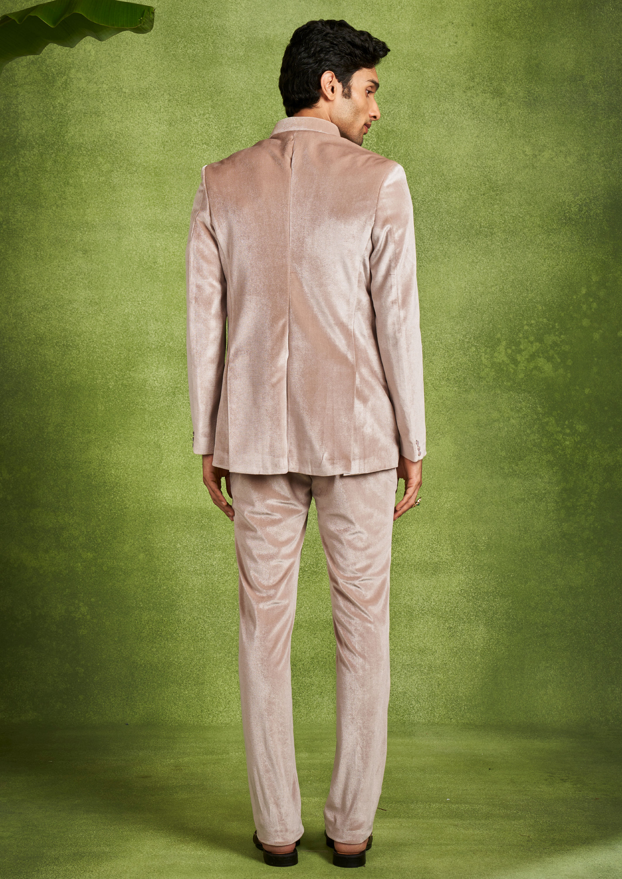 Twamev Men Velvet Fawn Jodhpuri Set