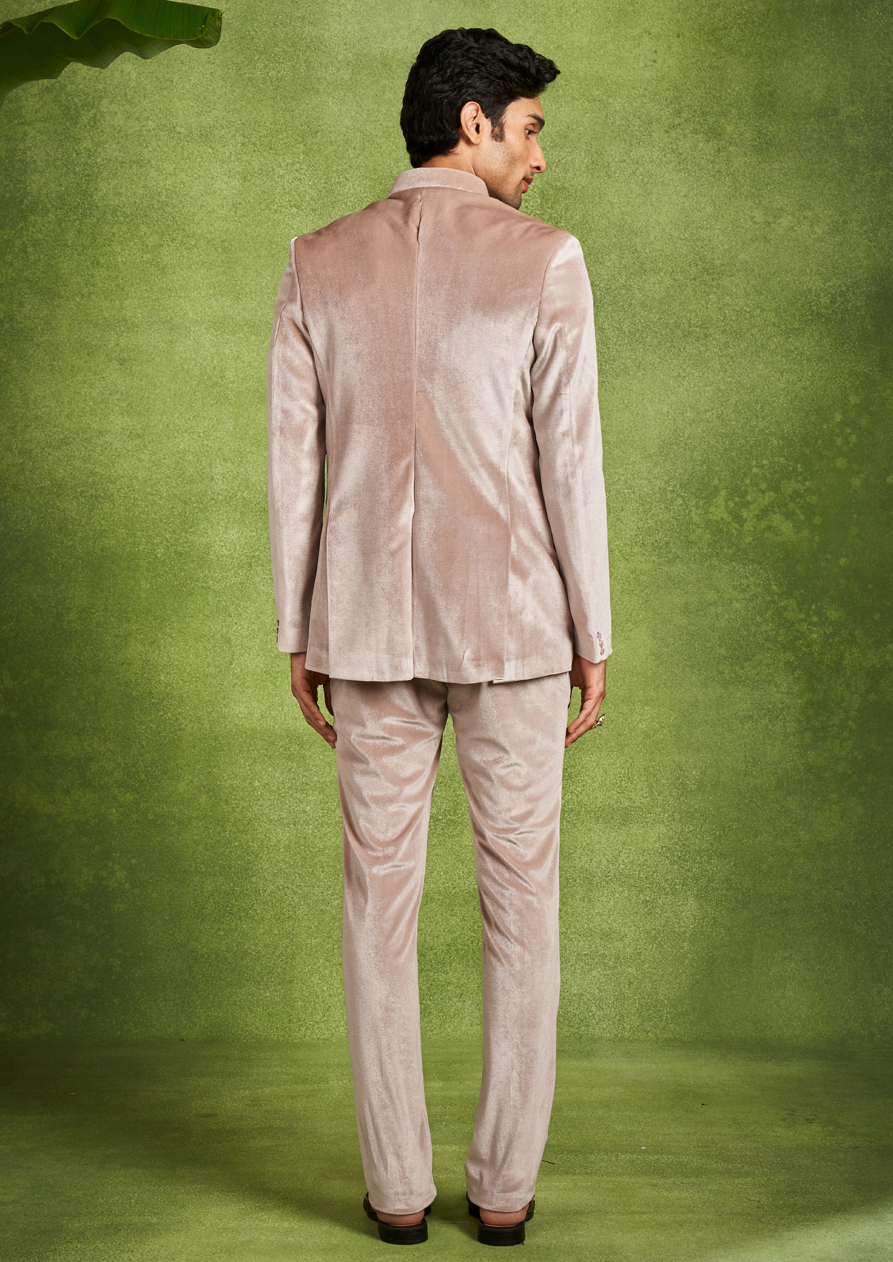 Twamev Men Velvet Fawn Jodhpuri Set