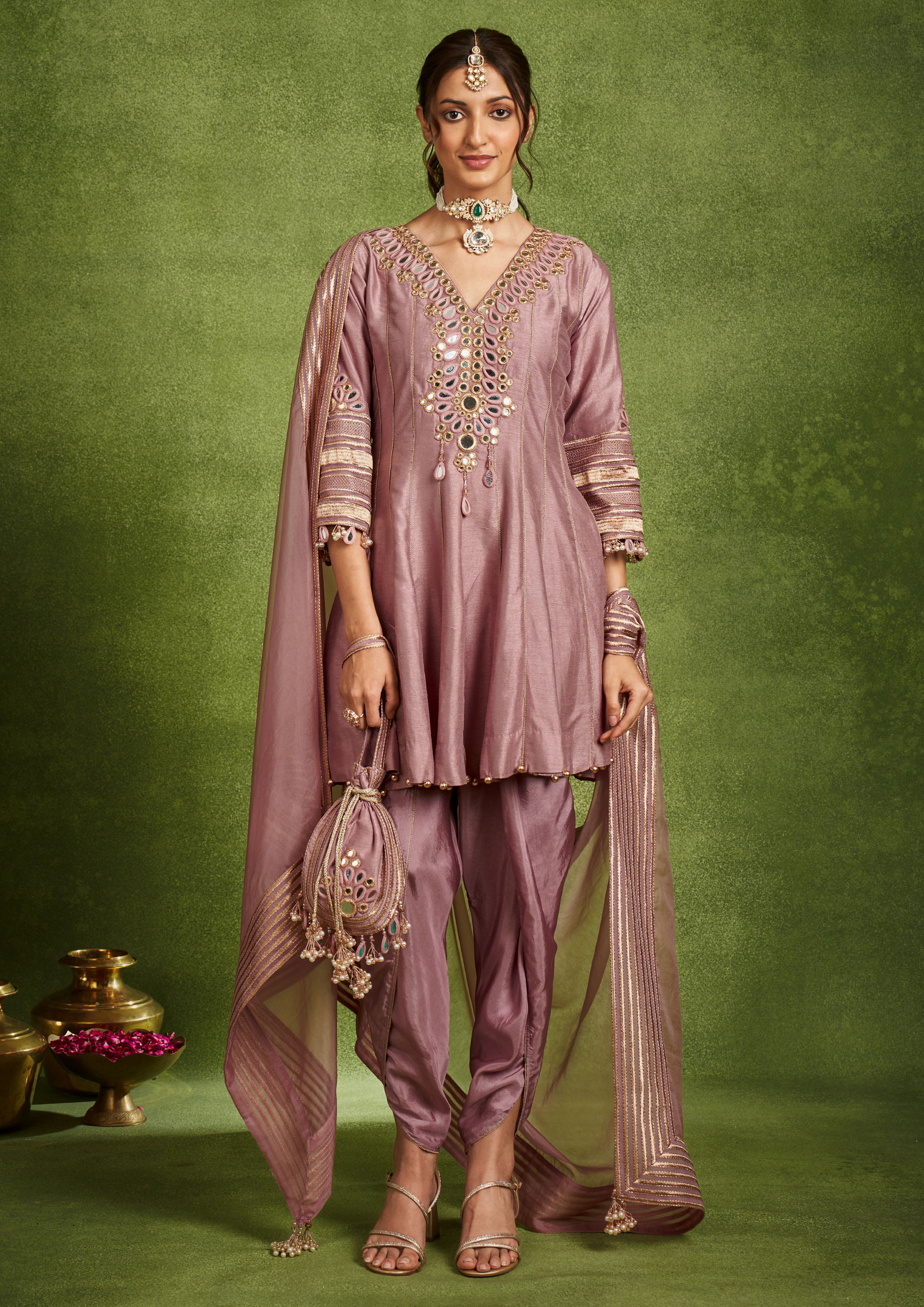 Twamev Women Purple Extravagance Stitched Suit