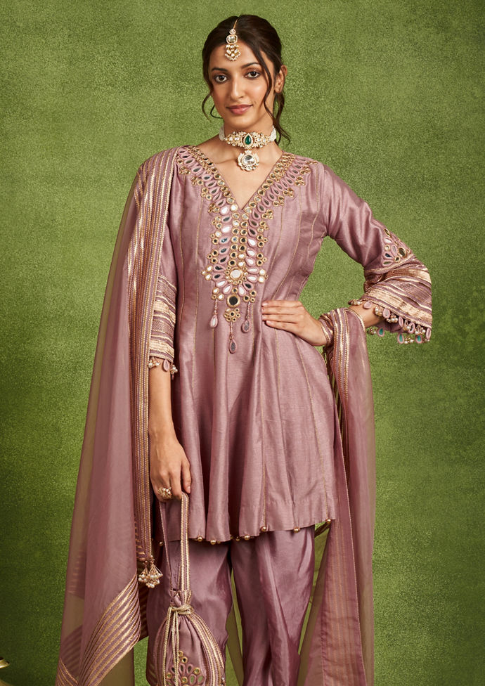 Twamev Women Purple Extravagance Stitched Suit