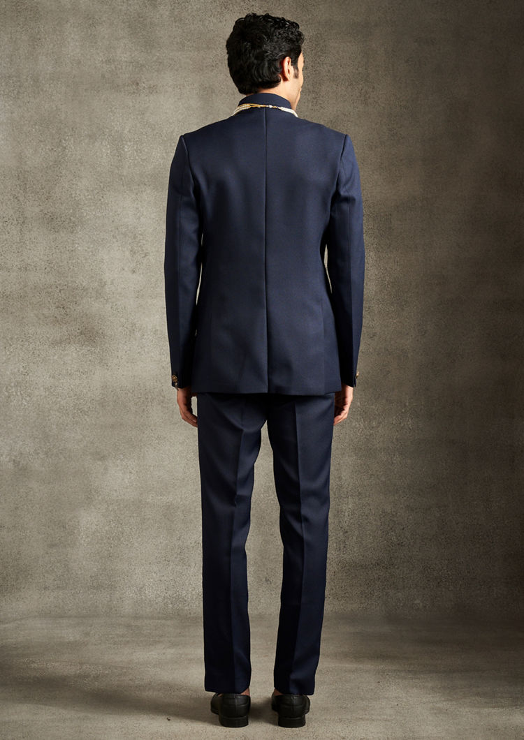 Twamev Men Regal Dark Blue Jodhpuri Set