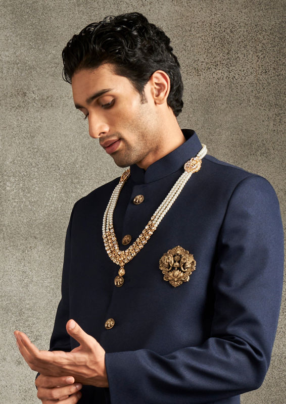 Twamev Men Regal Dark Blue Jodhpuri Set