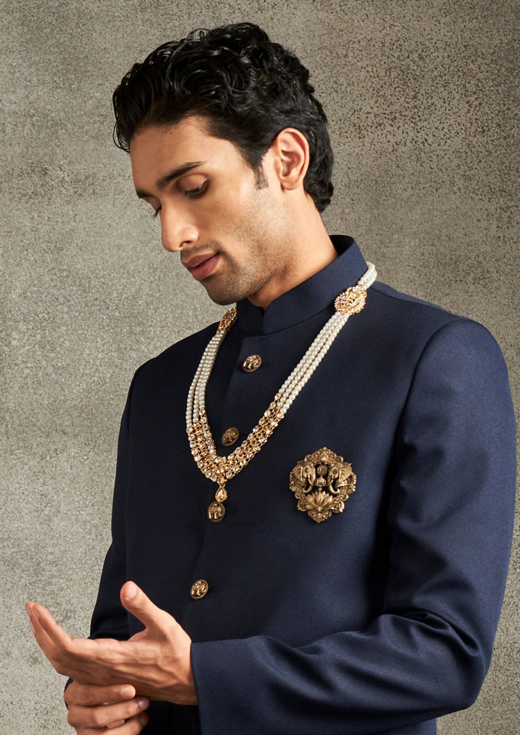 Twamev Men Regal Dark Blue Jodhpuri Set