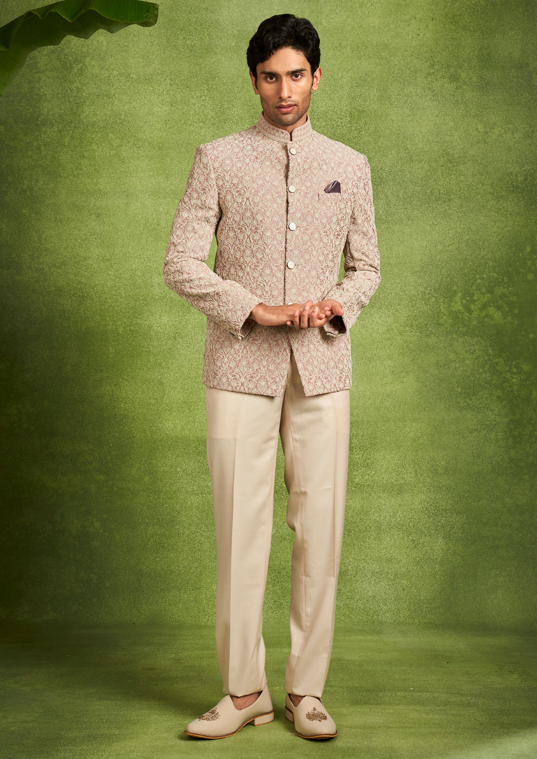 Twamev Men Dusty Pink Radiance Jodhpuri Set