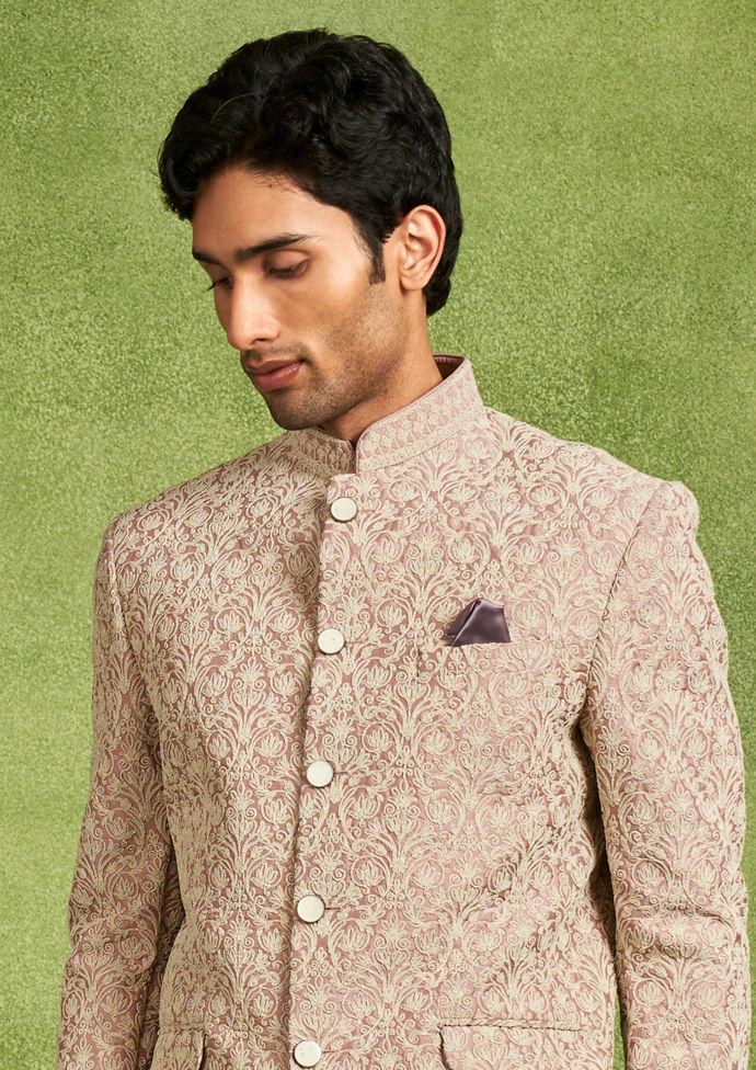 Twamev Men Dusty Pink Radiance Jodhpuri Set