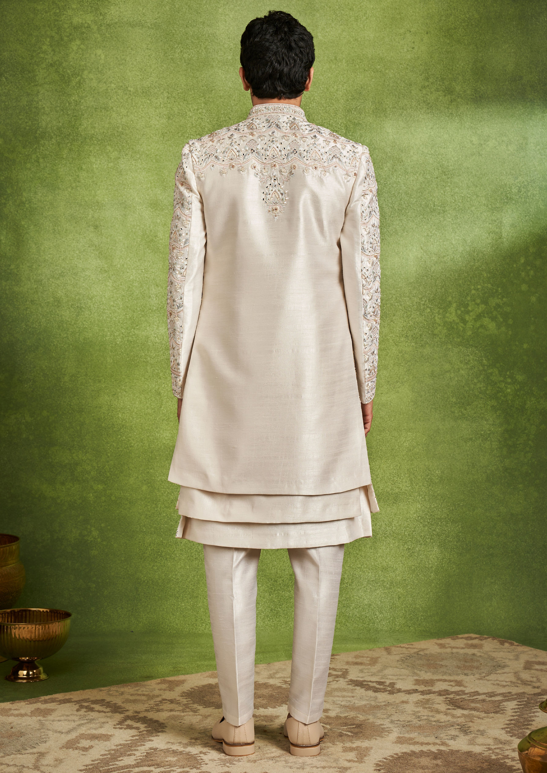 Twamev Men Cream Elegance Sherwani