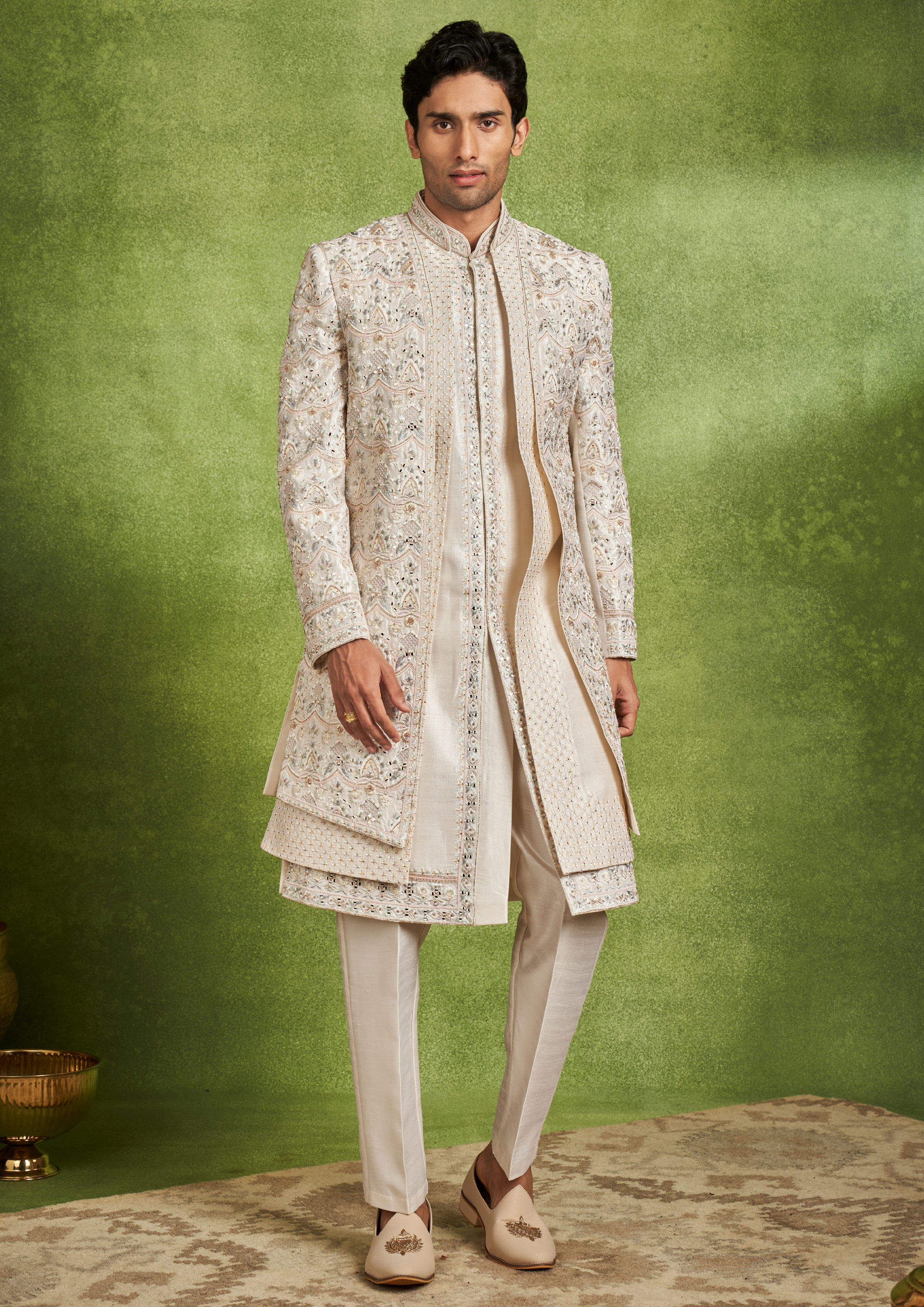 Twamev Men Cream Elegance Sherwani