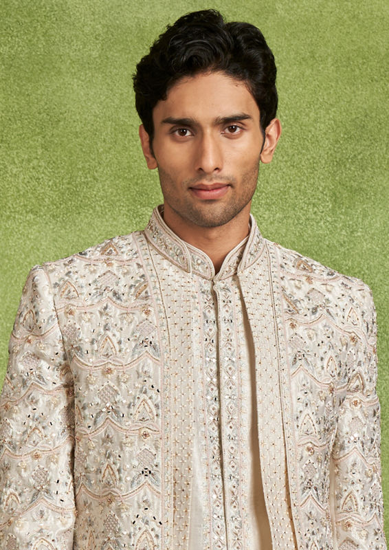 Twamev Men Cream Elegance Sherwani